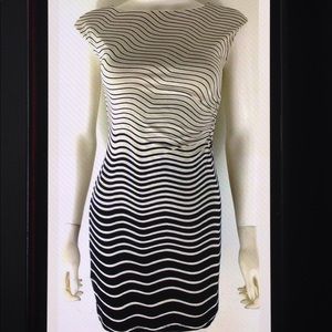 💋Ann Taylor LOFT Ruched Wavy Stripe Sheath Dress
